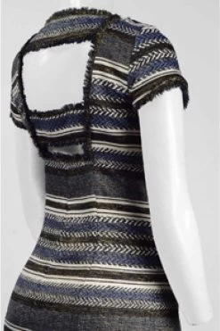 Adrianna Papell - AP1D101468 Stripe Patterned Sheath Dress With Cutout -Boutique Wedding Dress Store adrianna papell ap1d101468 stripe patterned sheath dress with cutout special occasion dress 6921911009363