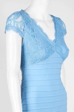 Adrianna Papell - AP1D103085 Lace Applique V-neck Piping Sheath Dress -Boutique Wedding Dress Store adrianna papell ap1d103085 lace applique v neck piping sheath dress cocktail dresses 12134316507219