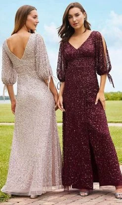 Adrianna Papell Platinum - 40340 Elbow Sleeve Sequined Dress