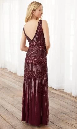 Adrianna Papell Platinum 40391 - V Neck And Open V Back Sequined Dress