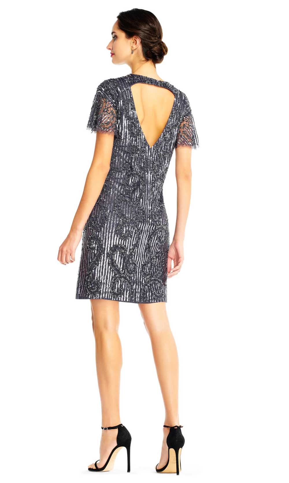 Aidan Mattox - MD1E204348 Embellished Mesh Cutout Back Cocktail Dress 4 Aidan Mattox - MD1E204348 Embellished Mesh Cutout Back Cocktail Dress - Image 2