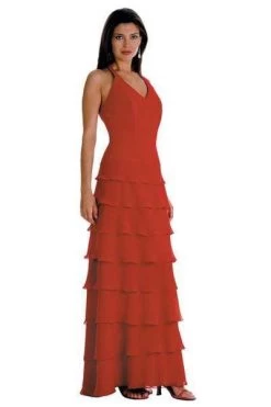 Alexia Designs - 710 Fitted V-Neck Tiered A-Line Dress