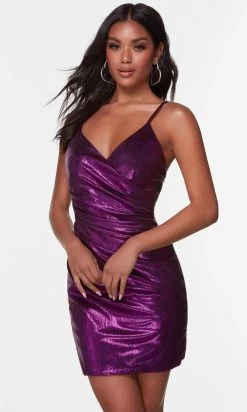 Alyce Paris 4532 - V-Neck Metallic Cocktail Dress -Boutique Wedding Dress Store alyce paris 4532 v neck metallic cocktail dress special occasion dress 000 bright purple 30718966693971