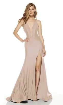 Alyce Paris - 60769 Plunging Neck Fitted Sheath Dress -Boutique Wedding Dress Store alyce paris 60769 plunging neck fitted sheath dress bridesmaid dresses 0 cashmere rose 13796536287315