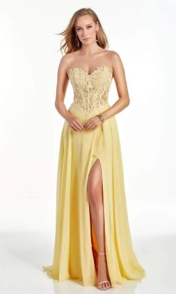 Alyce Paris - 60978 Illusion Sheer Lace Corset Bodice Chiffon Gown