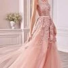 Andrea And Leo - A0257 Lace Appliqued Sheath Gown With Tulle Overskirt -Boutique Wedding Dress Store andrea and leo a0257 lace appliqued sheath gown with tulle overskirt mother of the bride dresses 2 dusty rose 15869596139603
