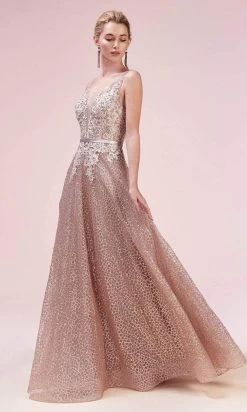 Andrea And Leo - A0568 Lace Applique Glitter Print Dress -Boutique Wedding Dress Store andrea and leo a0568 lace applique glitter print dress bridesmaid dresses 15869050650707