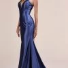 Andrea And Leo - A0632 Cutout Tie-Back Satin Mermaid Gown 2 Andrea And Leo - A0632 Cutout Tie-Back Satin Mermaid Gown -Boutique Wedding Dress Store andrea and leo a0632 cutout tie back satin mermaid gown bridesmaid dresses 2 navy 28657519460435