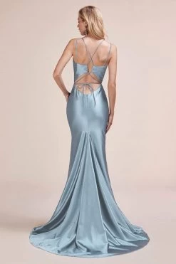 Andrea And Leo - A0632 Cutout Tie-Back Satin Mermaid Gown -Boutique Wedding Dress Store andrea and leo a0632 cutout tie back satin mermaid gown bridesmaid dresses 2 seafoam blue 28657535418451