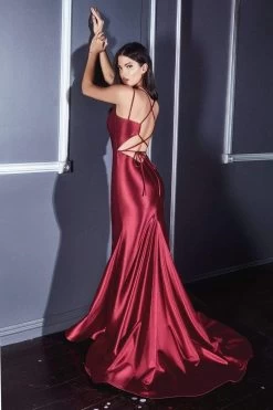 Andrea And Leo - A0632 Cutout Tie-Back Satin Mermaid Gown -Boutique Wedding Dress Store andrea and leo a0632 cutout tie back satin mermaid gown bridesmaid dresses 28007859552339