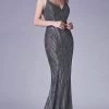 Andrea And Leo - A0646 Embellished V Neck Trumpet Gown -Boutique Wedding Dress Store andrea and leo a0646 embellished v neck trumpet gown bridesmaid dresses 2 black silver 28830924013651