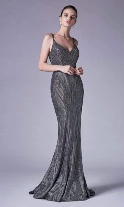 Andrea And Leo - A0646 Embellished V Neck Trumpet Gown