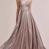 Andrea And Leo - A0647 Spaghetti Strap Glitter Metallic Dress -Boutique Wedding Dress Store andrea and leo a0647 spaghetti strap glitter metallic dress prom dresses 2 copper 15868681125971