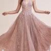 Andrea And Leo - A0681 Lace Ornate Glitter Print Dress -Boutique Wedding Dress Store andrea and leo a0681 lace ornate glitter print dress bridesmaid dresses 2 rose gold 28831592382547