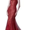 Andrea And Leo A0711 - High-Neckline Embroidered Evening Gown 2 Andrea And Leo A0711 - High-Neckline Embroidered Evening Gown -Boutique Wedding Dress Store andrea and leo a0711 high neckline embroidered evening gown evening dresses 2 burgundy 30404190928979