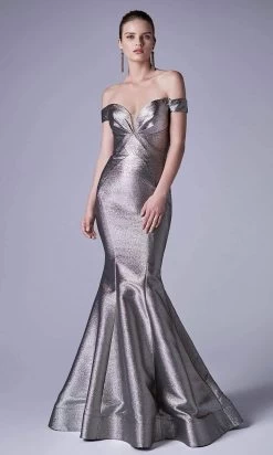Andrea And Leo - A0725 Off-Shoulder Metallic Jacquard Mermaid Gown -Boutique Wedding Dress Store andrea and leo a0725 off shoulder metallic jacquard mermaid gown evening dresses 15870037950547