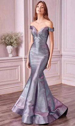Andrea And Leo - A0725 Off-Shoulder Metallic Jacquard Mermaid Gown -Boutique Wedding Dress Store andrea and leo a0725 off shoulder metallic jacquard mermaid gown evening dresses 2 opal blue 15870057381971