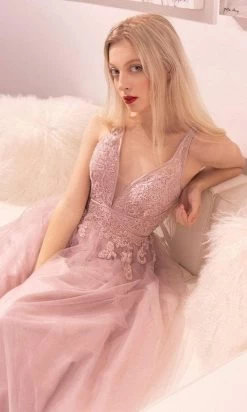 Andrea And Leo - A0762 Beaded Floral Lace Bodice Tulle A-Line Gown -Boutique Wedding Dress Store andrea and leo a0762 beaded floral lace bodice tulle a line gown prom dresses 15814772555859