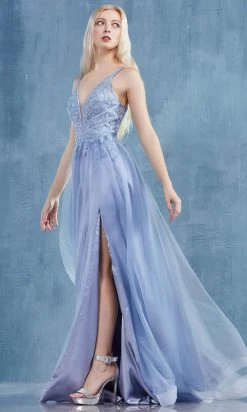 Andrea And Leo - A0762 Beaded Floral Lace Bodice Tulle A-Line Gown -Boutique Wedding Dress Store andrea and leo a0762 beaded floral lace bodice tulle a line gown prom dresses 15814772949075