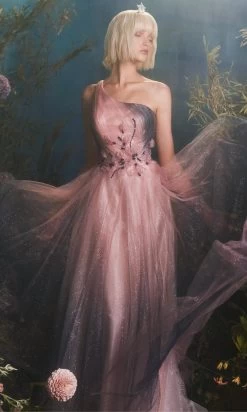 Andrea And Leo - A0763 Glitter One Shoulder A-Line Dress -Boutique Wedding Dress Store andrea and leo a0763 glitter one shoulder a line dress prom dresses 15825952538707