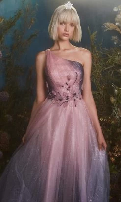 Andrea And Leo - A0763 Glitter One Shoulder A-Line Dress -Boutique Wedding Dress Store andrea and leo a0763 glitter one shoulder a line dress prom dresses 15825952637011
