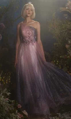 Andrea And Leo - A0763 Glitter One Shoulder A-Line Dress