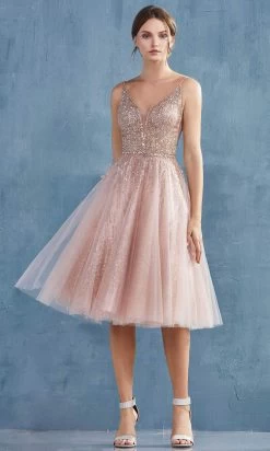 Andrea And Leo - Cocktail Dresses Embellished Deep V Neck A-Line Dress -Boutique Wedding Dress Store andrea and leo cocktail dresses embellished deep v neck a line dress bridesmaid dresses 2 rose gold 15870289444947