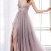 Andrea And Leo - Embellished V Neck Prom Gown A0850 - 1 Pc Blush-Mauve In Size 4 Available -Boutique Wedding Dress Store andrea and leo embellished v neck prom gown a0850 2 pc blush mauve in size 2 and 4 available ccsale 32024282890323