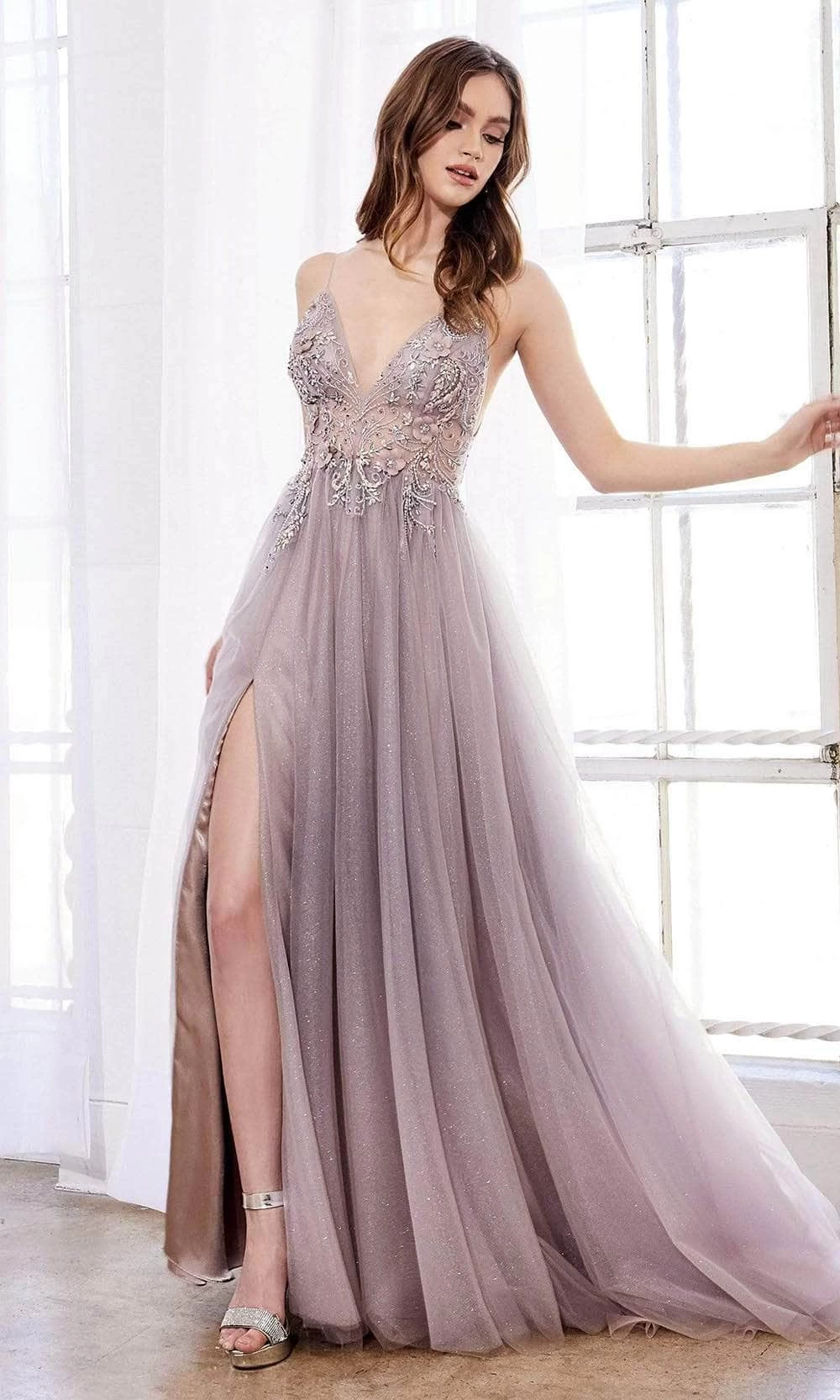 Andrea And Leo - Embellished V Neck Prom Gown A0850 - 1 Pc Blush-Mauve In Size 4 Available 3 Andrea And Leo - Embellished V Neck Prom Gown A0850 - 1 Pc Blush-Mauve In Size 4 Available