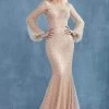 Andrea And Leo - Scoop Pearl Accent Evening Gown A0997W -Boutique Wedding Dress Store andrea and leo scoop pearl accent evening gown a0997w 1 pc off white nude in size 10 available ccsale 10 off white nude 31826444615763