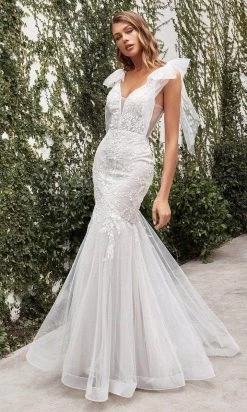 Andrea And Leo - V-Neck Embroidered Wedding Gown A1039W - 1 Pc Off White In Size 6 Available
