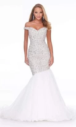 Ashley Lauren - 11042 Beaded Off Shoulder Trumpet Dress