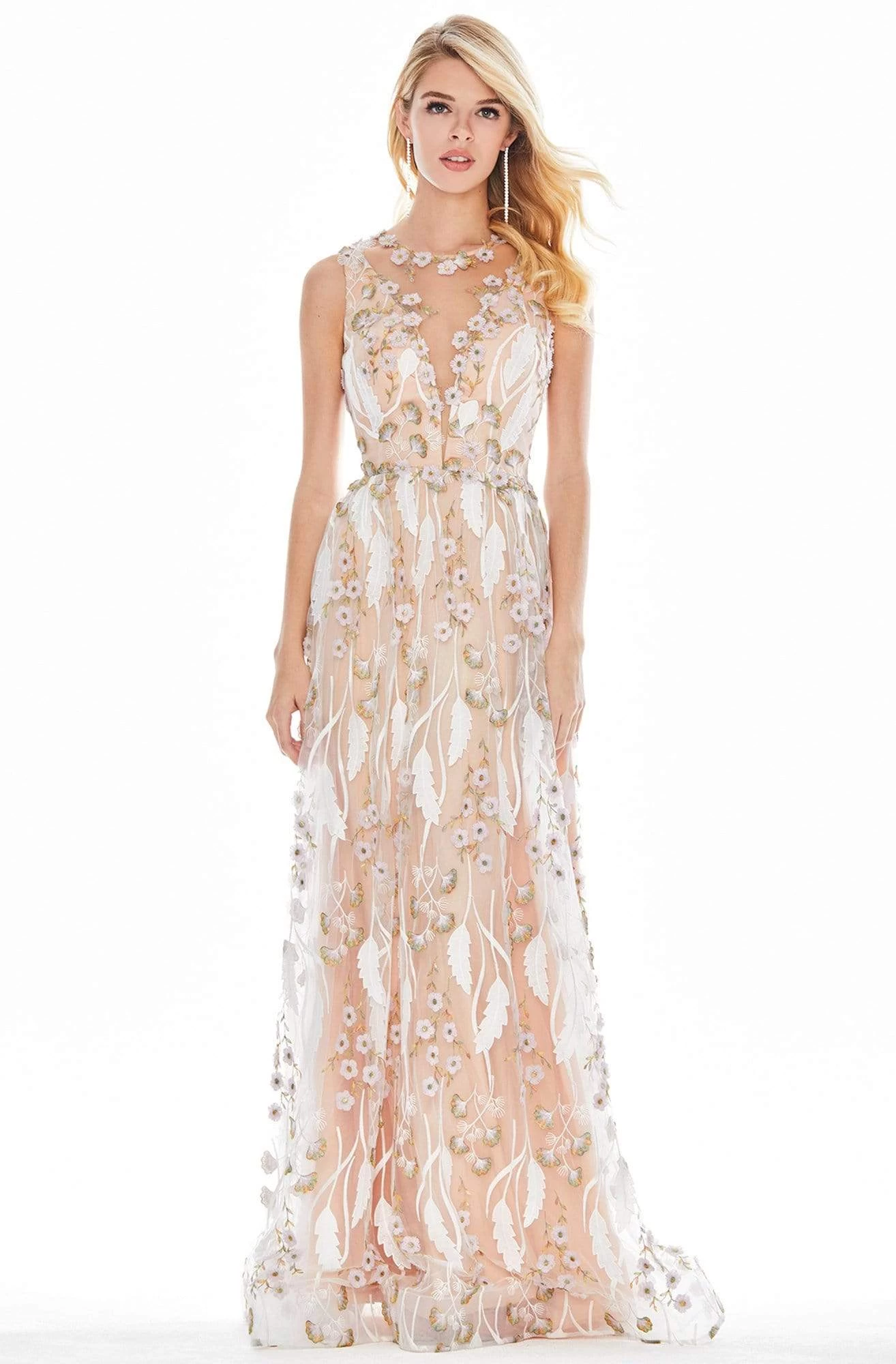 Ashley Lauren - 1344 Floral Applique Jewel Neck A-line Dress 4 Ashley Lauren - 1344 Floral Applique Jewel Neck A-line Dress - Image 2