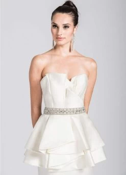 Ashley Lauren Bridal - 1092 Asymmetrical Peplum Evening Dress -Boutique Wedding Dress Store ashley lauren bridal 1092 asymmetrical peplum evening dress bridal dresses 28980150730835