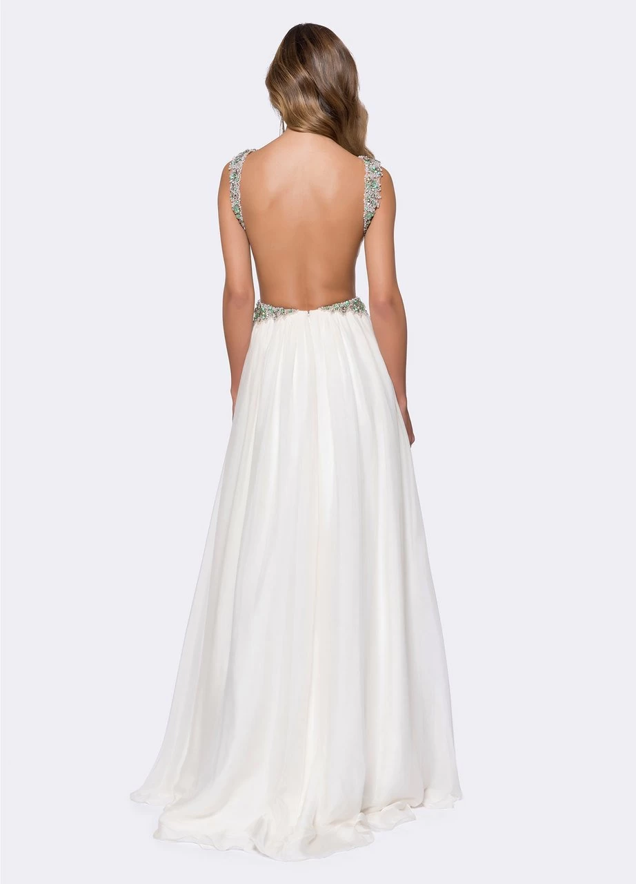 Ashley Lauren Bridal - 1169 Pearl Beaded Deep V-neck A-line Dress 4 Ashley Lauren Bridal - 1169 Pearl Beaded Deep V-neck A-line Dress - Image 2