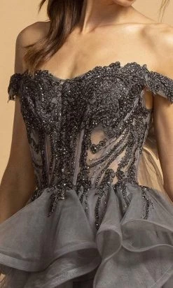 Aspeed Design - S2094 Off Shoulder Organza Short Dress -Boutique Wedding Dress Store aspeed design s2094 off shoulder organza short dress homecoming dresses 28506093518931