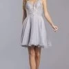 Aspeed Design - S2306 Embroidered Floral A-Line Short Dress -Boutique Wedding Dress Store aspeed design s2306 embroidered floral a line short dress homecoming dresses xxs slate gray 28833034928211