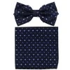 Black Bow Tie With Blue Geometric Squares And Pocket Square (Pointed Tip) -Boutique Wedding Dress Store black bow tie with blue geometric squares and pocket square pointed tip mens bow ties vesuvio napoli 722784