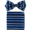 Blue Striped Bow Tie With Pocket Square (Pointed Tip) 2 Blue Striped Bow Tie With Pocket Square (Pointed Tip) -Boutique Wedding Dress Store blue striped bow tie with pocket square pointed tip mens bow ties vesuvio napoli 741034