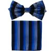 Blue/Black Striped Bow Tie With Pocket Square (Pointed Tip) -Boutique Wedding Dress Store blueblack striped bow tie with pocket square pointed tip mens bow ties vesuvio napoli 364609