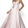 Blush By Alexia Designs - C2009 Sleeveless V Neck Shimmer Mikado Gown