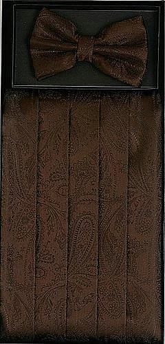 Brown Paisley Cummerbund And Bow Tie Set