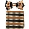 Brown Striped Bow Tie With Pocket Square (Pointed Tip) -Boutique Wedding Dress Store brown striped bow tie with pocket square pointed tip mens bow ties vesuvio napoli 726597
