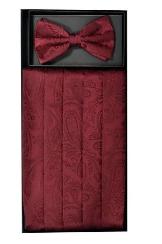 Burgundy Paisley Cummerbund And Bow Tie Set 3 Burgundy Paisley Cummerbund And Bow Tie Set