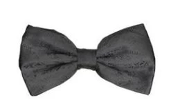 Charcoal Paisley Bow Ties With Matching Pocket Squares