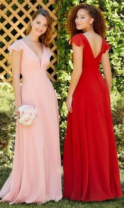 Christina Wu Celebration - 22057 Plunging V Neck Chiffon A-Line Dress