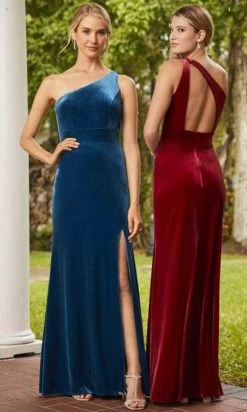 Christina Wu Celebration - 22097 Asymmetric Cutout A-Line Velvet Gown