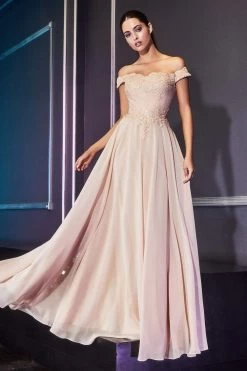 Cinderella Divine - 7258 Flowy Chiffon Lace Embellished A-Line Gown 25 Cinderella Divine - 7258 Flowy Chiffon Lace Embellished A-Line Gown -Boutique Wedding Dress Store cinderella divine 7258 flowy chiffon lace embellished a line gown bridesmaid dresses xs champagne 27944301854803