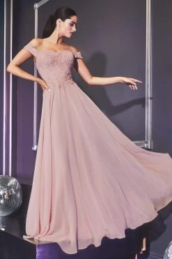 Cinderella Divine - 7258 Flowy Chiffon Lace Embellished A-Line Gown 35 Cinderella Divine - 7258 Flowy Chiffon Lace Embellished A-Line Gown -Boutique Wedding Dress Store cinderella divine 7258 flowy chiffon lace embellished a line gown bridesmaid dresses xs mauve 27944298283091