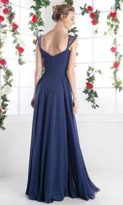 Cinderella Divine - 7461 Beaded Strap Pleated A-Line Chiffon Gown -Boutique Wedding Dress Store cinderella divine 7461 beaded strap pleated a line chiffon gown bridesmaid dresses 14895384068179